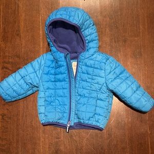 Lightweight toddler boy jacket, baby blue, reversible, 12 mo